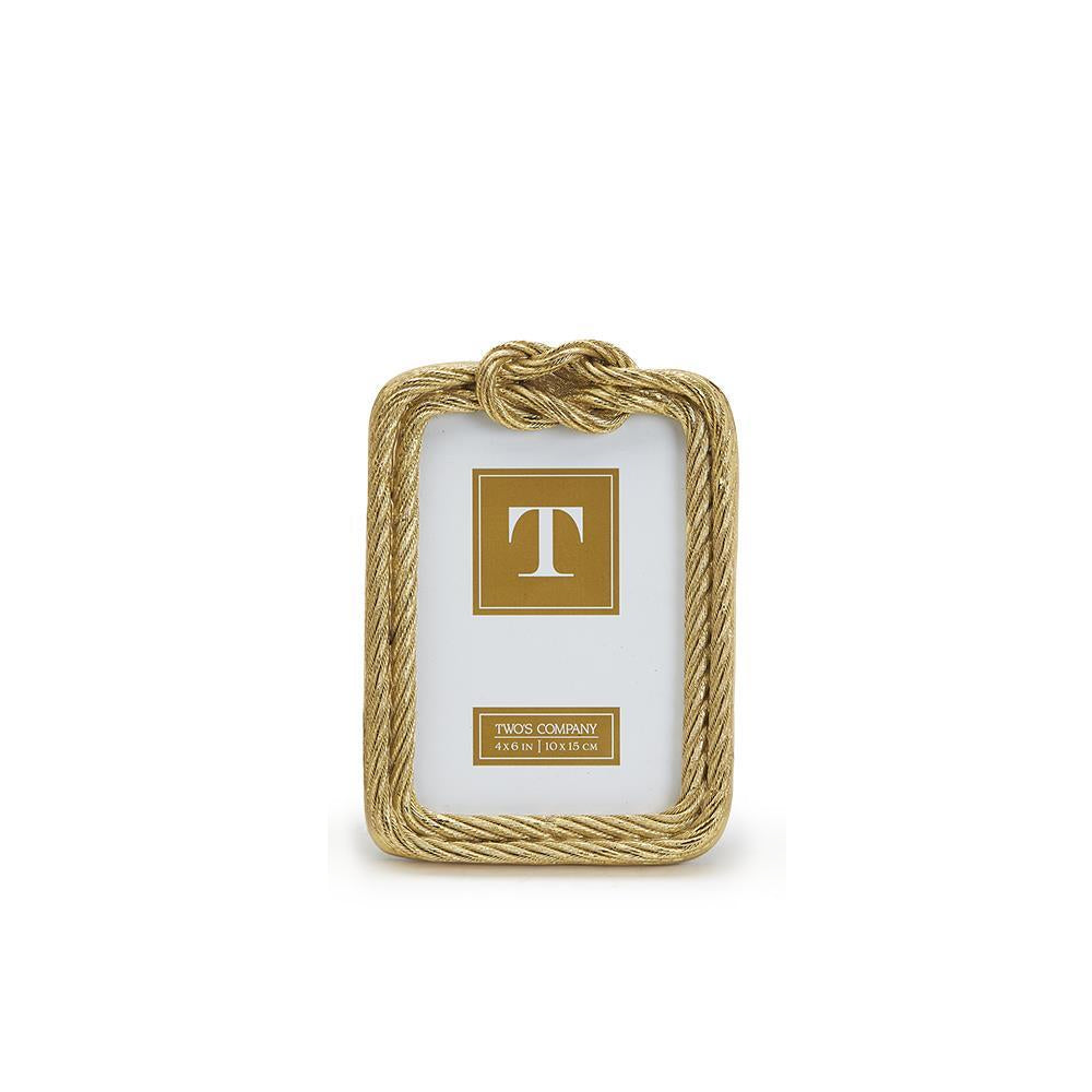 Two's Company Gold-Colored Threads Top Knot Rope Picture Frames for Apartment and Office Display
