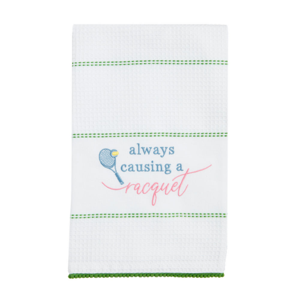 Mud Pie 100% Cotton Embroidered Tennis Waffle Weave Towels