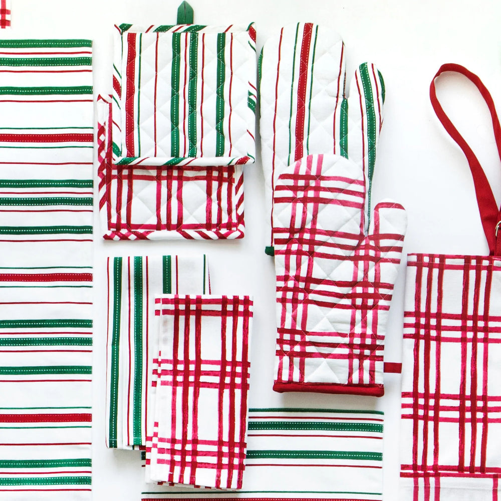 Vietri Bohemian Style Linens Set of Oven Mitt and Potholder for Kitchen Use