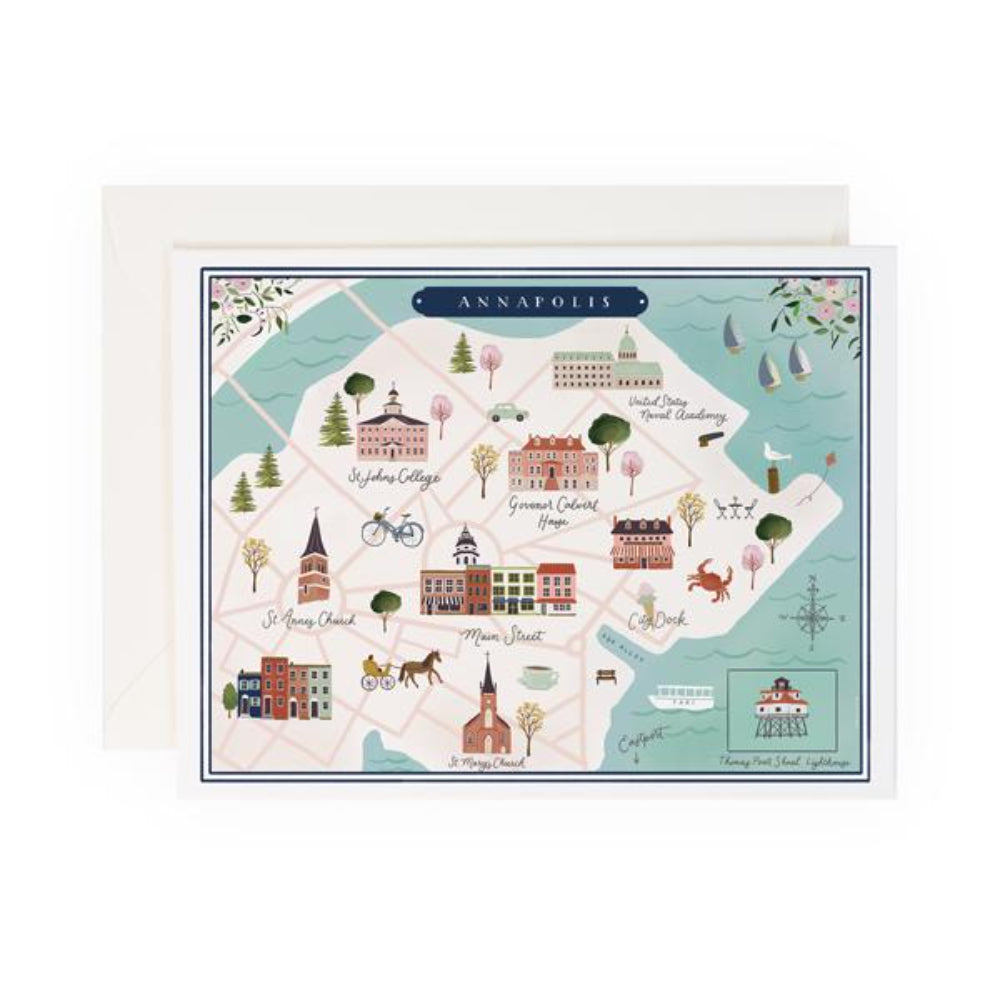 Blank Annapolis Map Greeting Card for Various Occasions