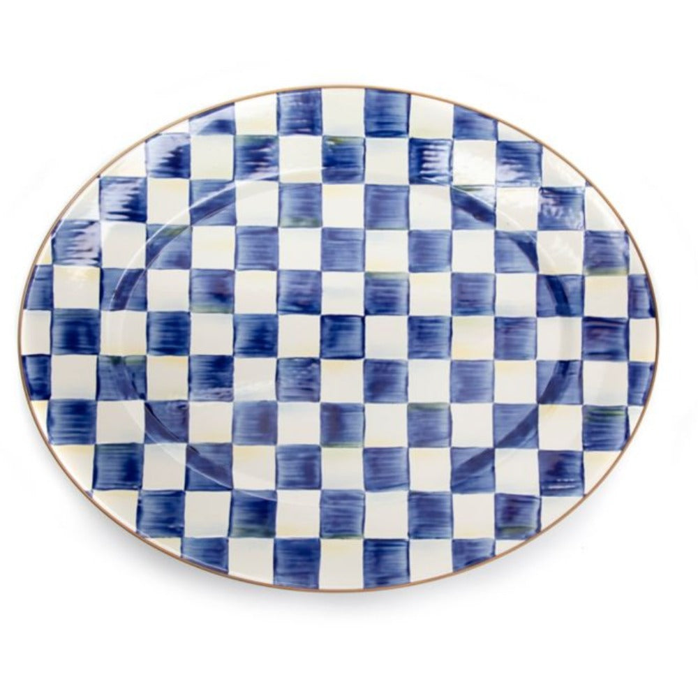 MacKenzie-Childs Royal Check Hand - Painted Enamel Oval Dinner and Buffet Platter