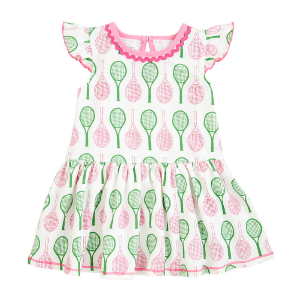 Mud Pie Toddler's Pink Tennis-Print Comfortable Spandex Dress