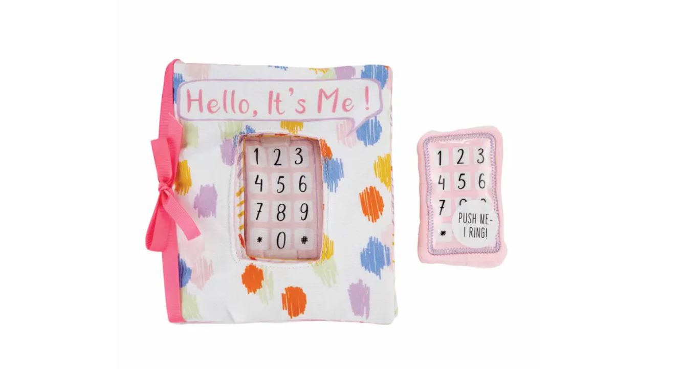 Mud Pie Adorable Pink Plush Phone and Book Set