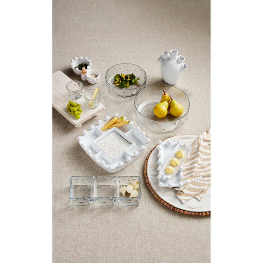 Mud Pie Decorative Hobnail Glass Salad Bowl Set for Kitchen Use