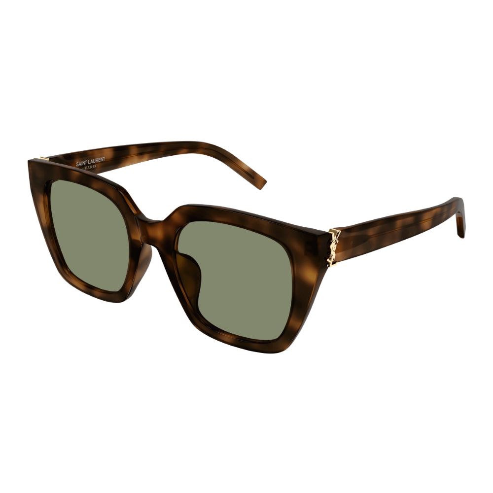 Stylish Saint Laurent SL M143 Women's Cat-Eye Sunglasses in Havana (Tortoiseshell) Frame and Green Lenses