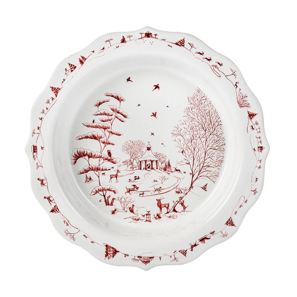 Juliska Ceramic Country Estate Pie Dish with Winter Frolic Scene