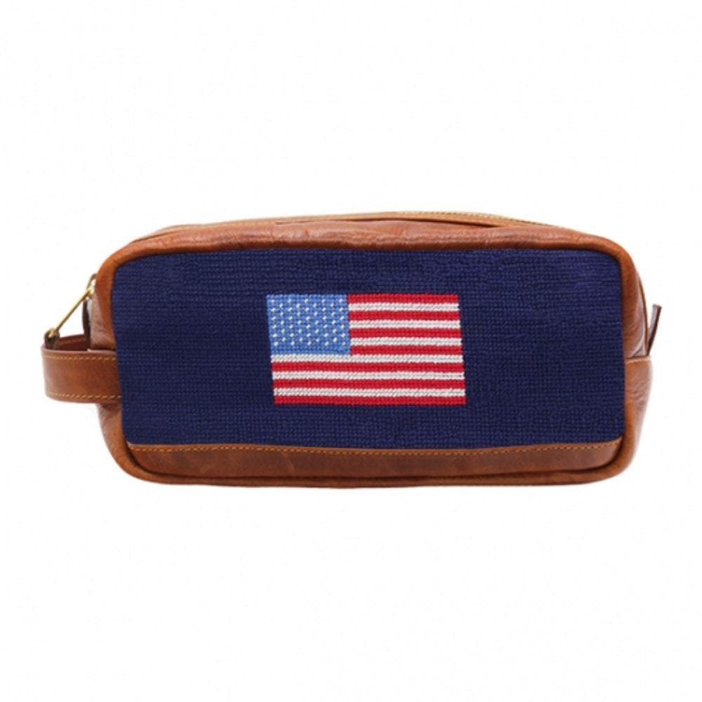 Smathers & Branson American Flag Handmade Needlepoint Luxury Toiletry Storage Bag