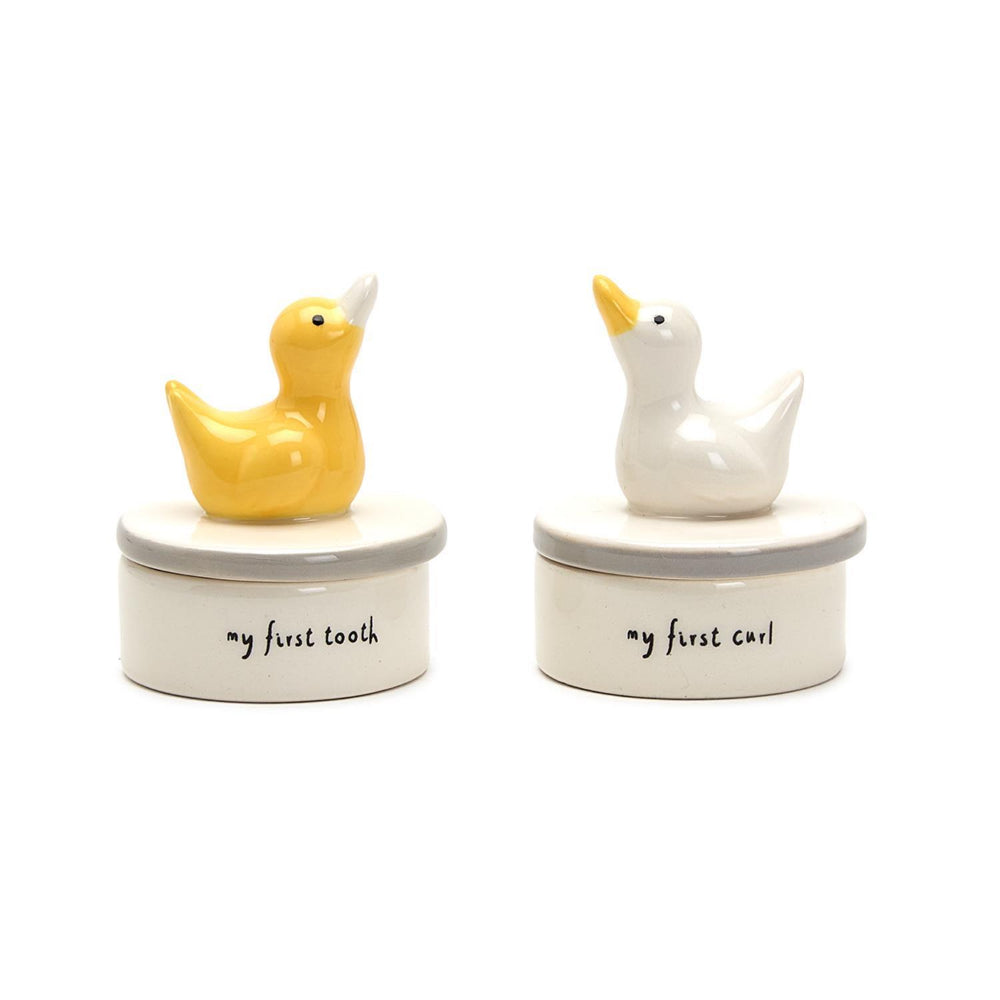 Two's Company Adorable Lucky Duckie First Tooth and Curl Keepsake Gift Set