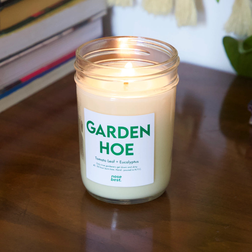 8-ounce Garden Hoe Soy Candle with the Fragrance of Tomato Leaf and Eucalyptus