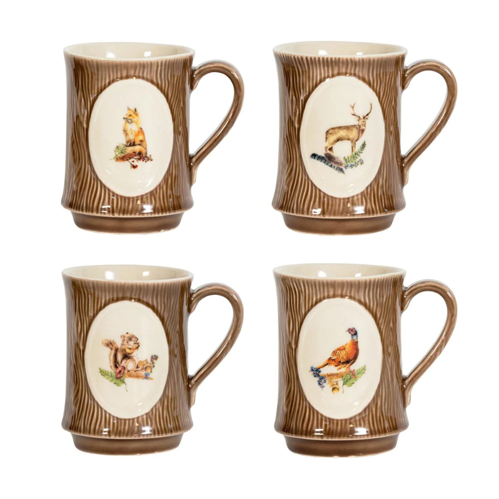 Juliska Forest Walk Animal-themed Ceramic Coffee Mugs - Set of 4