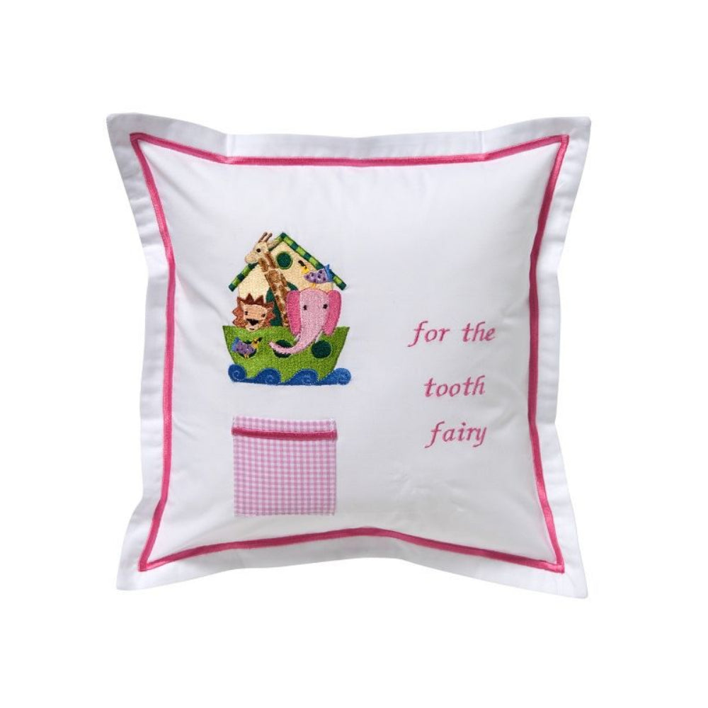Jacaranda Living Pink Noah's Ark Design Tooth Fairy Pillow for Kids Bedroom Decor