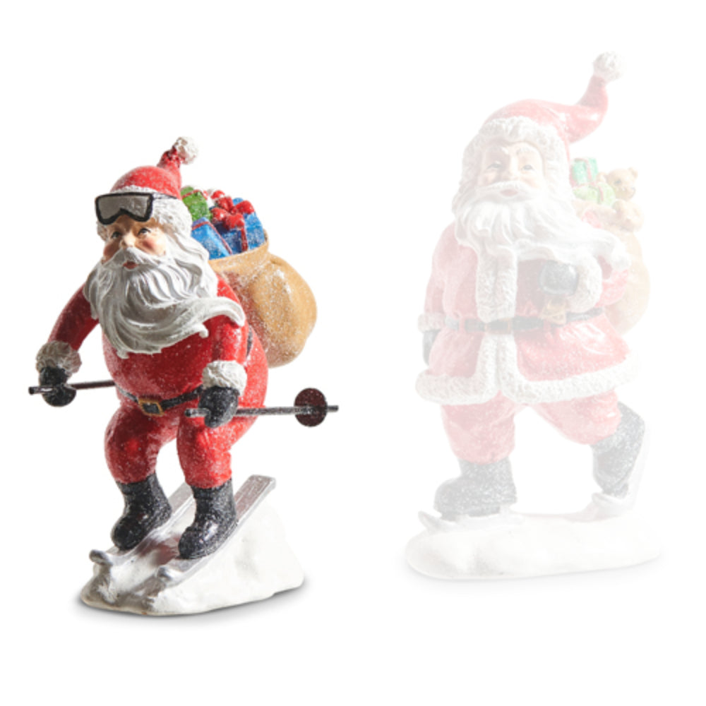 Festive Winter Sports Santa Figurines for Holiday Cheer