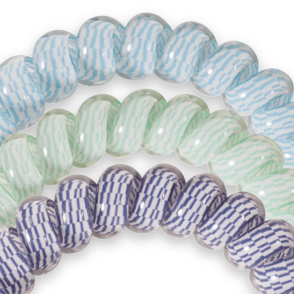 TELETIES Large Totally Turquoise Spiral Hair Coils Hair Ties Set of 3