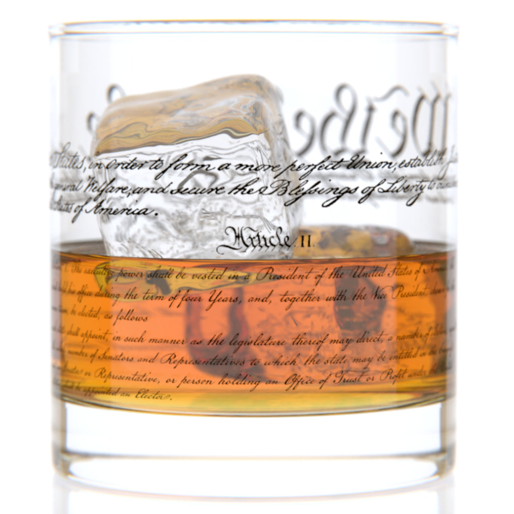 High - Quality Well - Presented American Constitution - Inspired Whiskey Rocks Glass for History Lovers