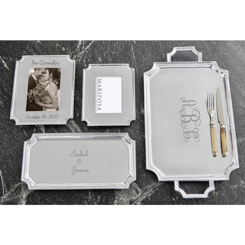 Mariposa Linzee Rectangular Engravable Decorative Tray for Home
