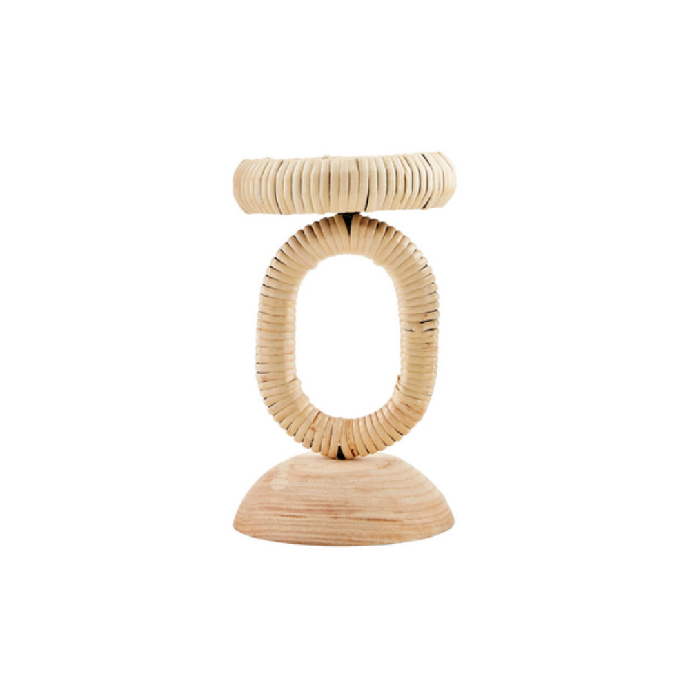 Exquisite Mud Pie Wicker - Wrapped Rattan Candlestick for Decorative Use