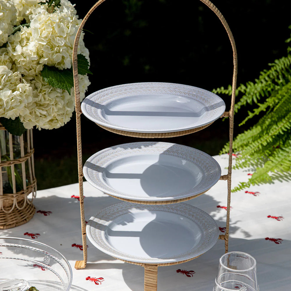 Juliska Provence Rattan Three - Tiered Elegant Plate Server for Entertaining