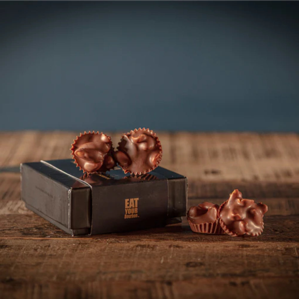 Bourbon Barrel Foods 4-Piece Box of Chocolate Bourbon Smoked Salt & Pepper Peanut Clusters