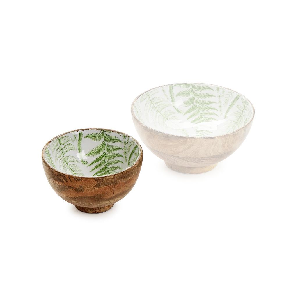 Exquisite Hand-Crafted Mango Wood Pedestal Bowls by Two's Company