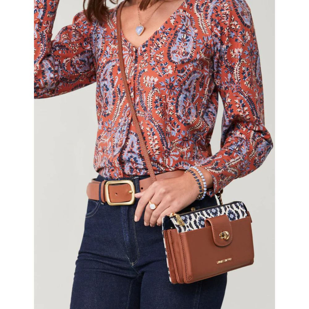 Spartina Linen & Leather Lindsey Crossbody Phone Bag for Minimalists