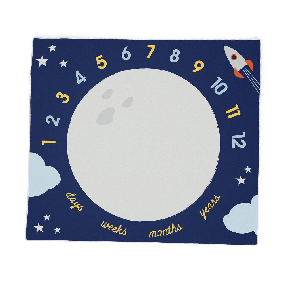 Two's Company Cosmic Milestone Mat/Curtain with Star & Rocket Markers in Gift Box