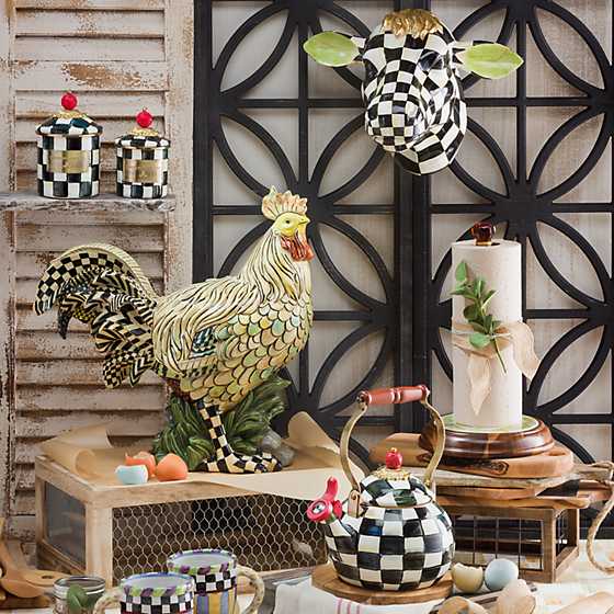 MacKenzie-Childs Enameled Steel Courtly Check Decorative Canister for Multiple Purposes