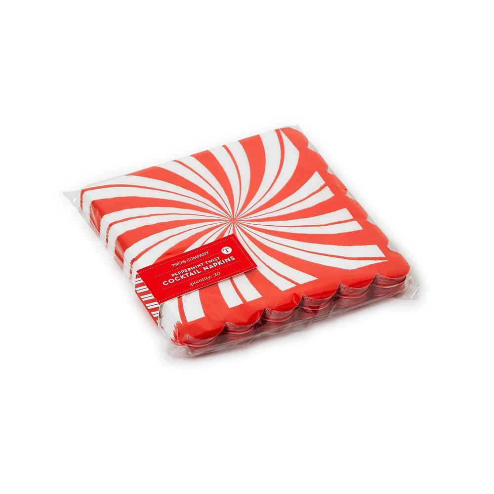 30-Piece Pack of Two's Company Peppermint-themed Paper Cocktail Napkins