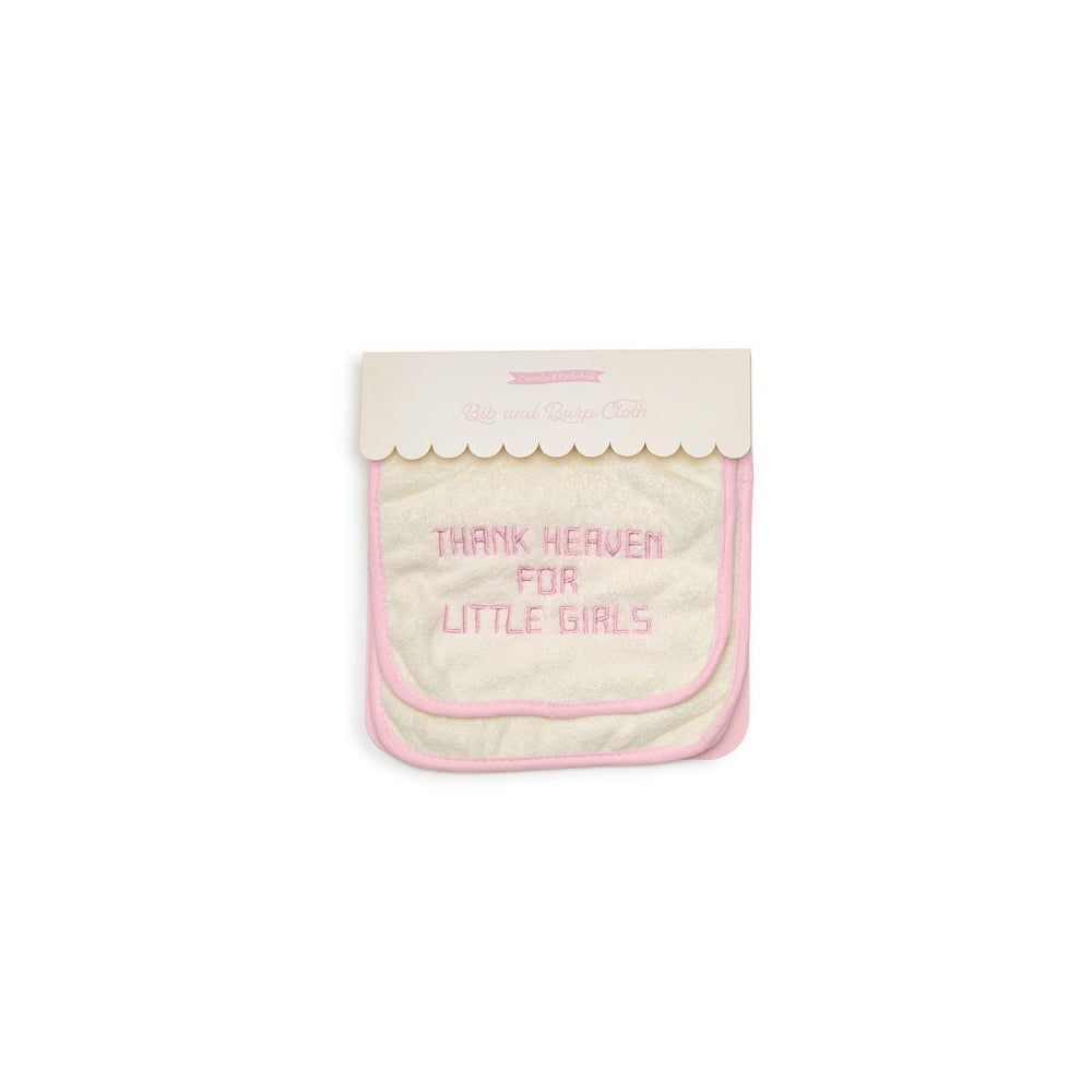 Two's Company Heavenly Embroidered Baby Bib and Burp Cloth Set