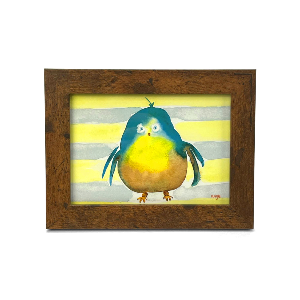 Original Turquoise & Brown Bird Watercolor Print by Angelica Goodwin for Animal Art Lovers