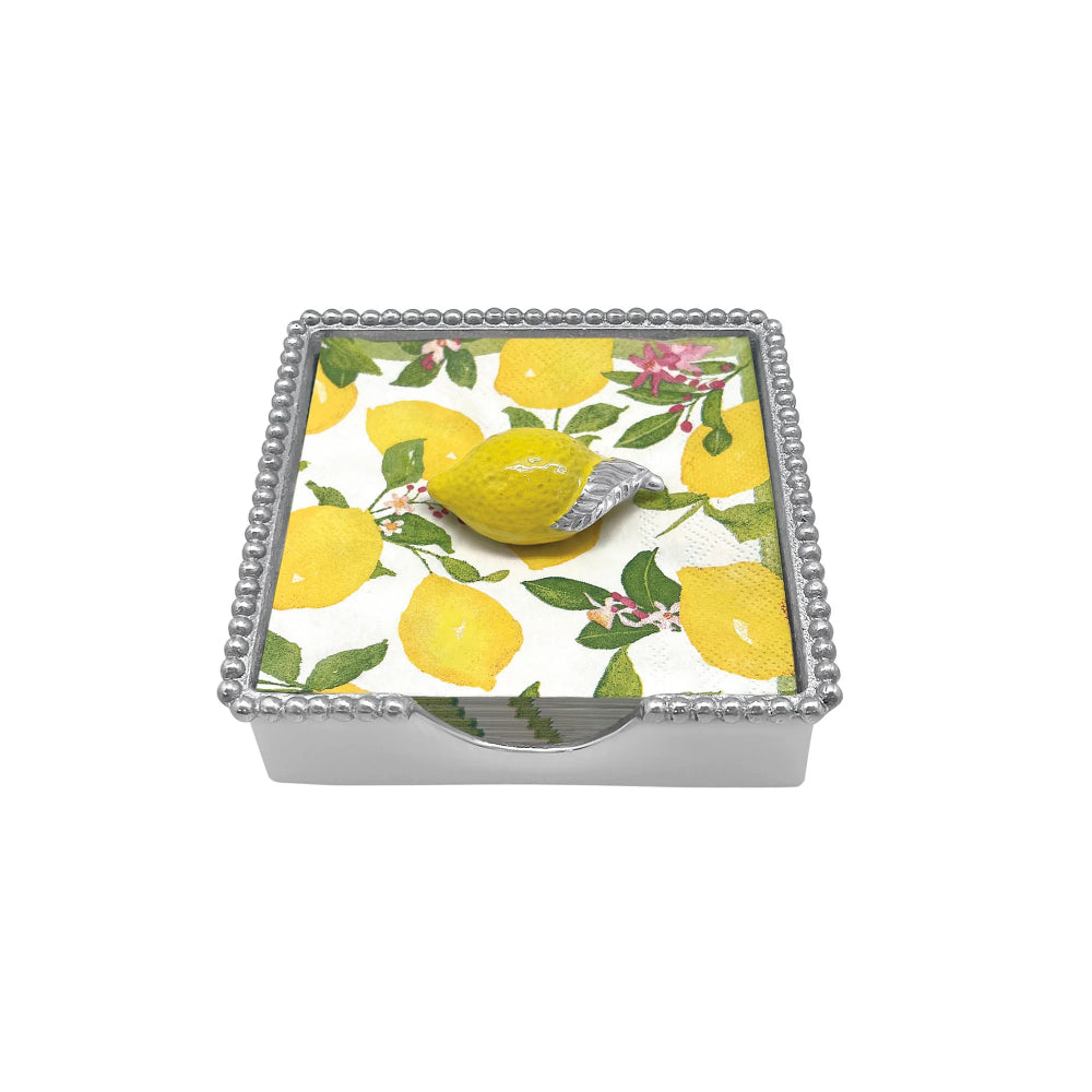 Exquisite Handmade Mariposa Lemon Decorative Beaded Napkin Box Set for Parties