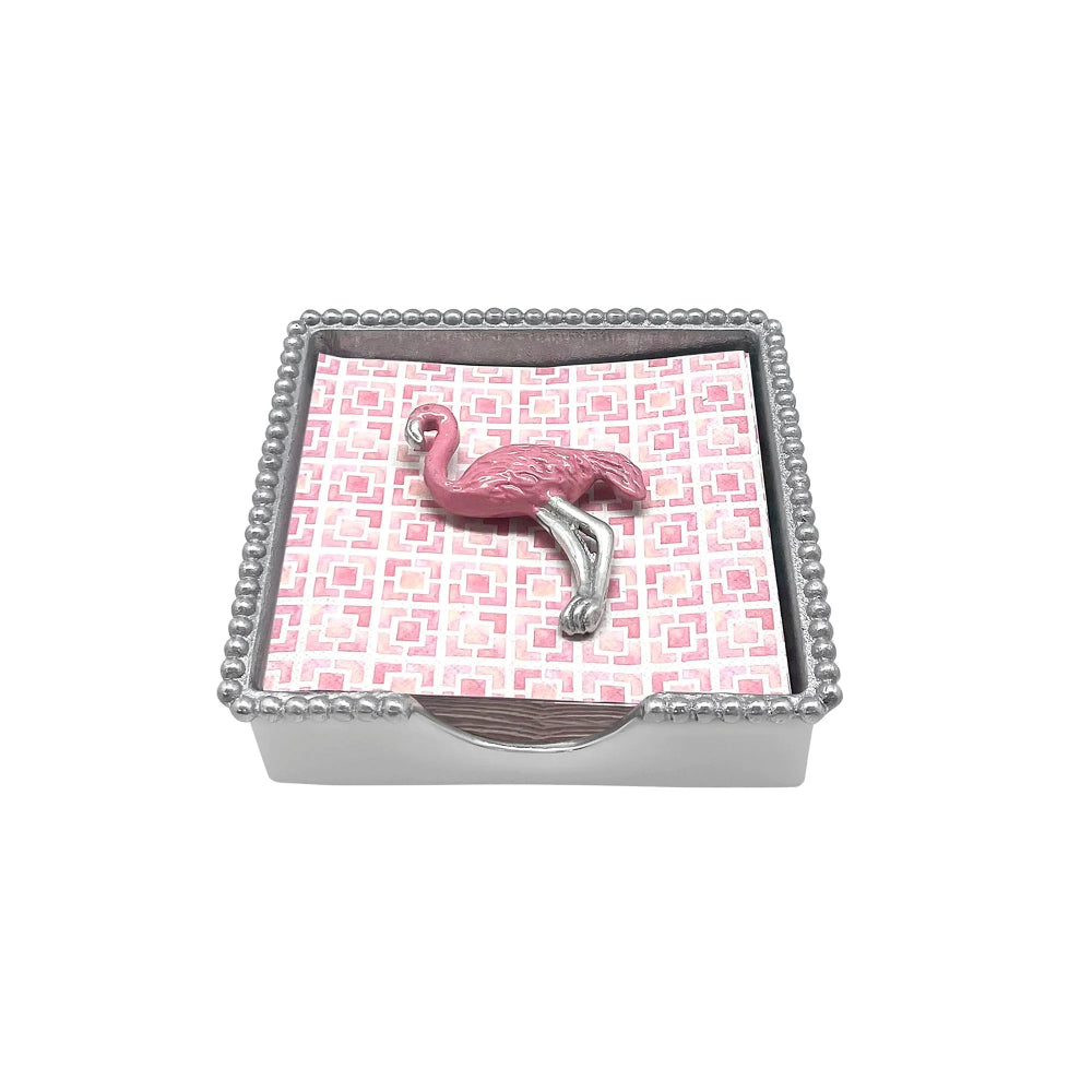 Exquisite Mariposa Pink Flamingo Decorative Beaded Napkin Holder Box Set