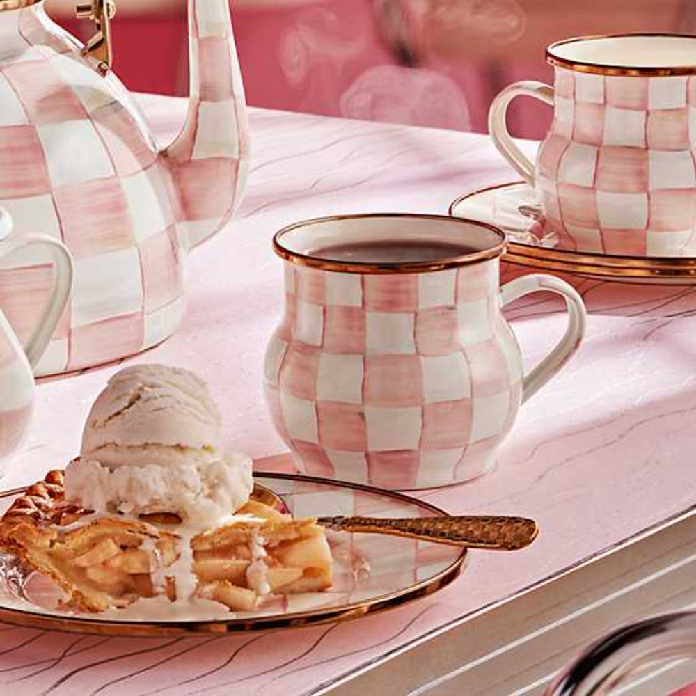 MacKenzie-Childs Hand-Painted Rosy Check Enamel Mug for Hot Drinks