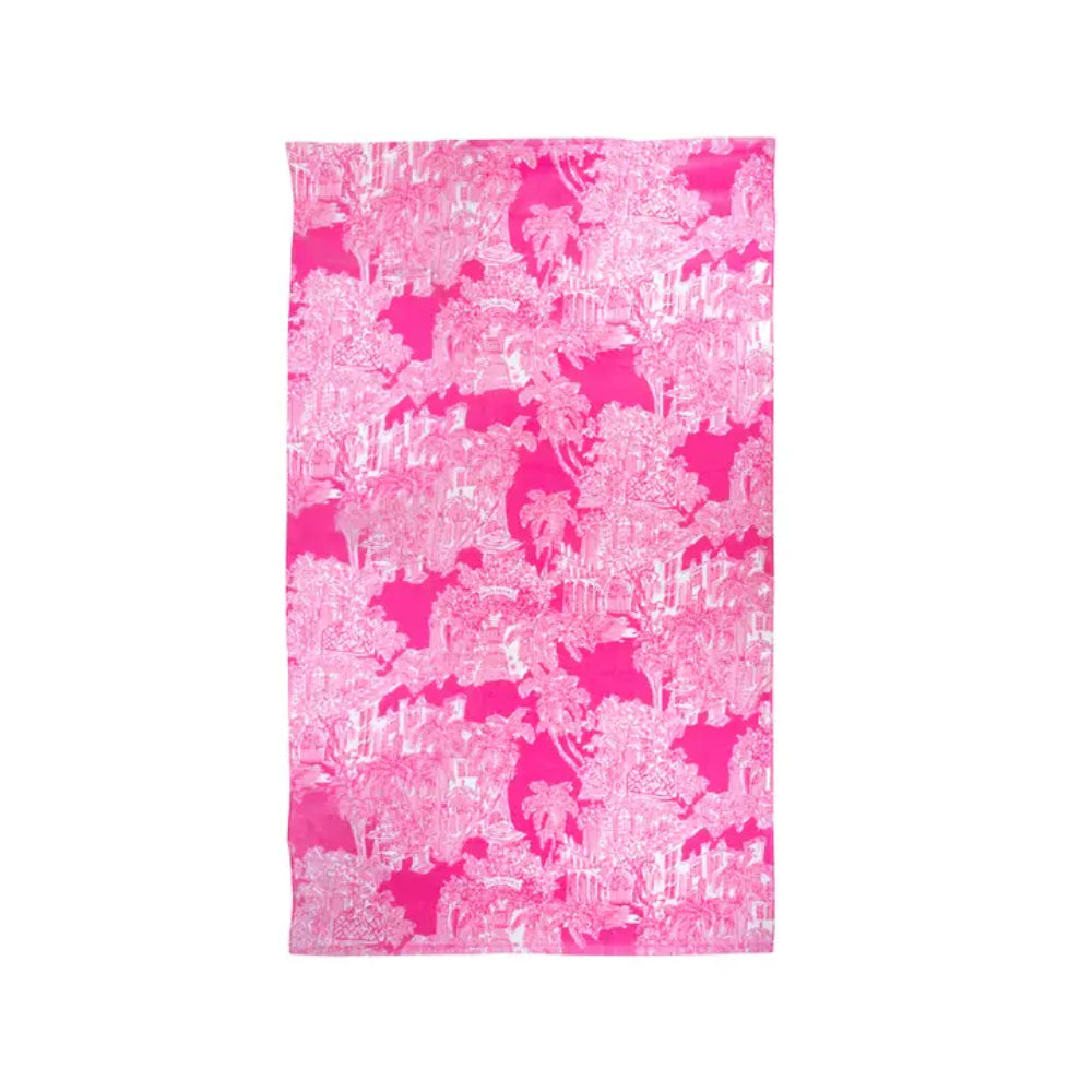 Lilly Pulitzer Foldable Two - in - One Towel Tote with Palm Beach Toile Pattern