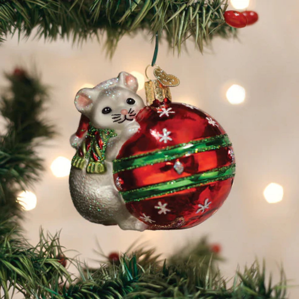 Old World Christmas Adorable Playful Christmas Mouse Tree Ornament