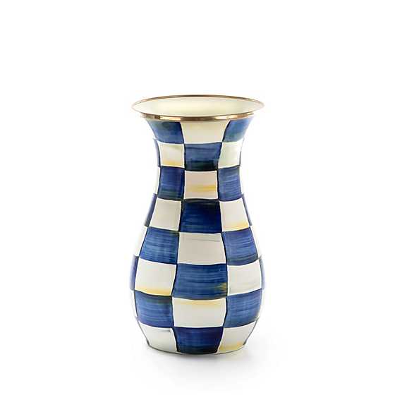 MacKenzie-Childs Enamel Decorative Vase with Royal Check Pattern
