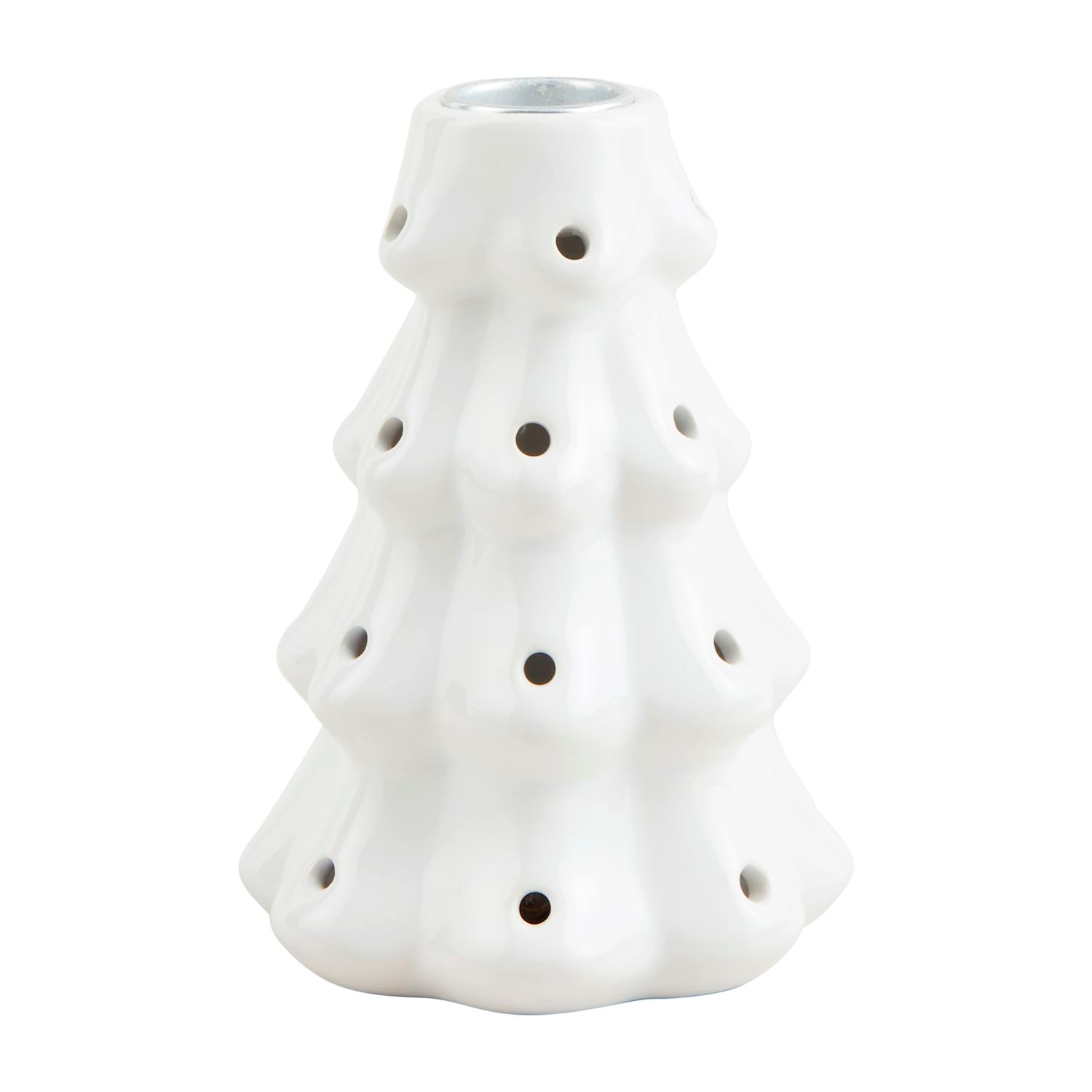 Mud Pie LED Ceramic Light-Up Tree Taper Candle Holder - Small & Large Sizes