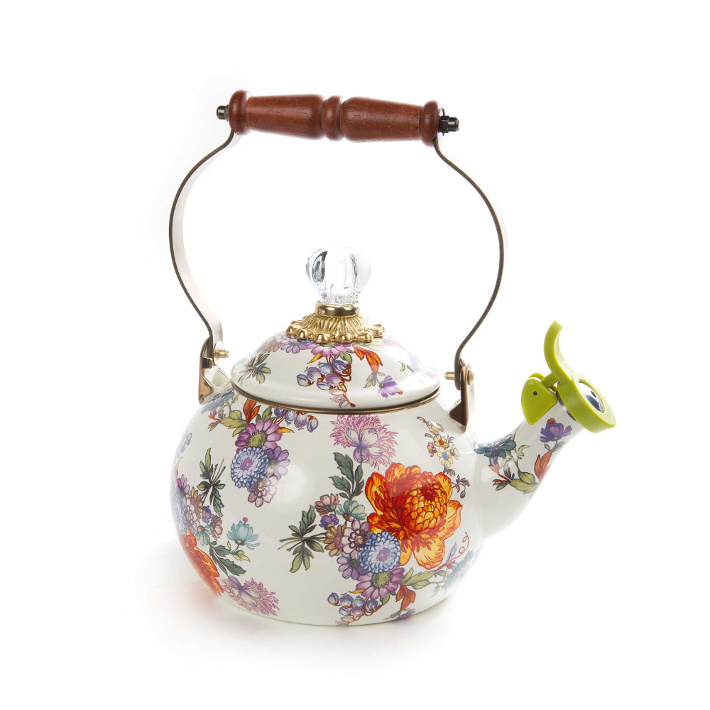 MacKenzie-Childs Hand - Decorated Floral Whistling 2 - Qt Tea Kettle