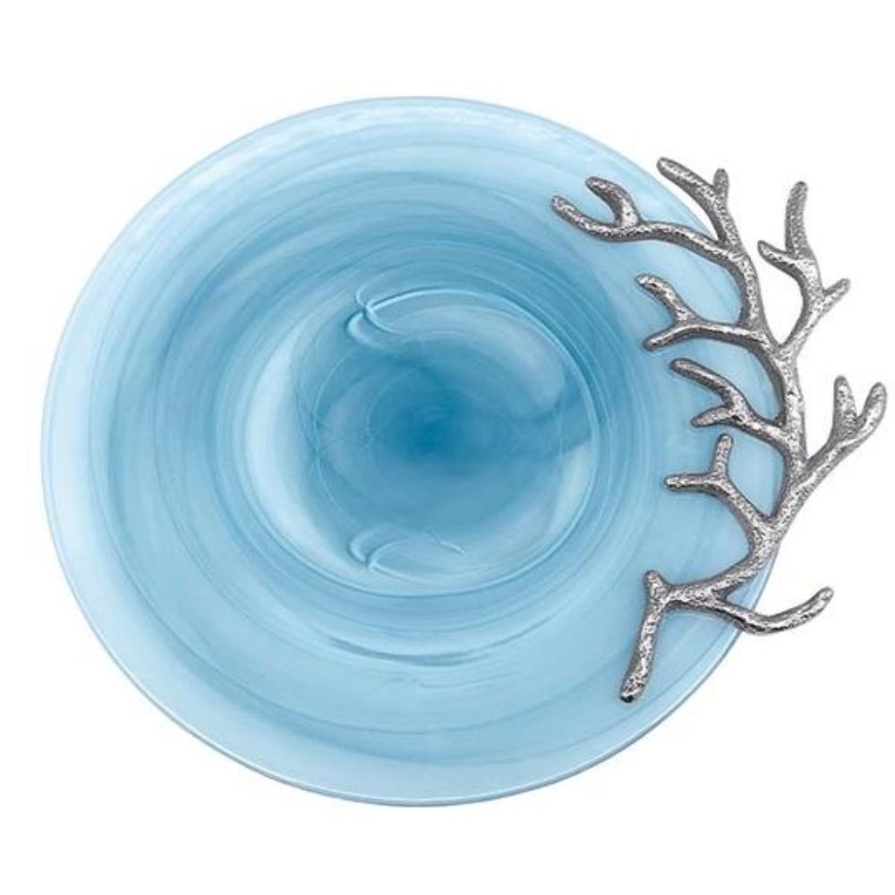 Exquisite Mariposa Alabaster Coral Glass Serving Platter
