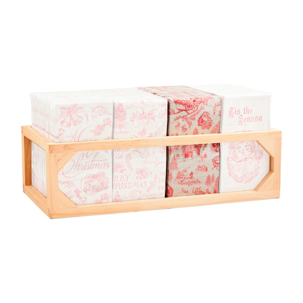 Mud Pie Toile-themed Holiday Guest Towel Set with 4 Styles