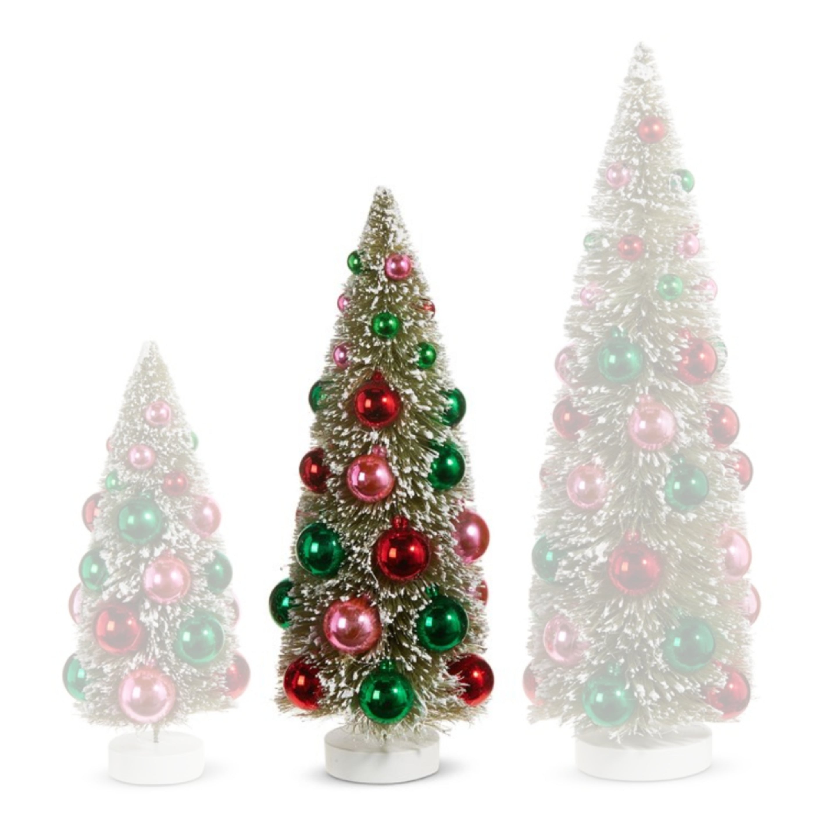 Decorated Bottle Brush Christmas Tree with Ornaments for Holiday Decoration