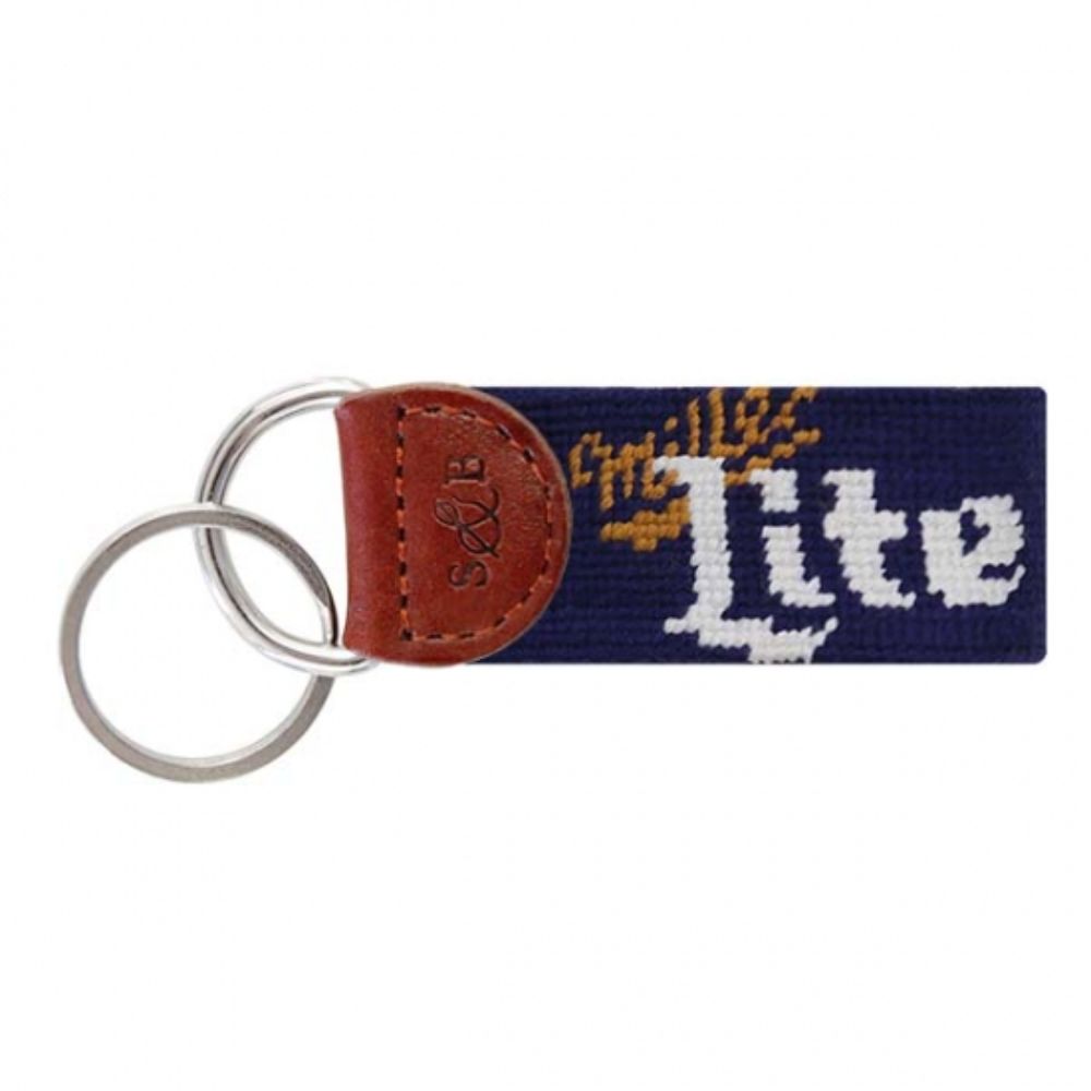 Smathers & Branson Miller Lite Hand - Stitched Needlepoint Key Fob with Italian Leather
