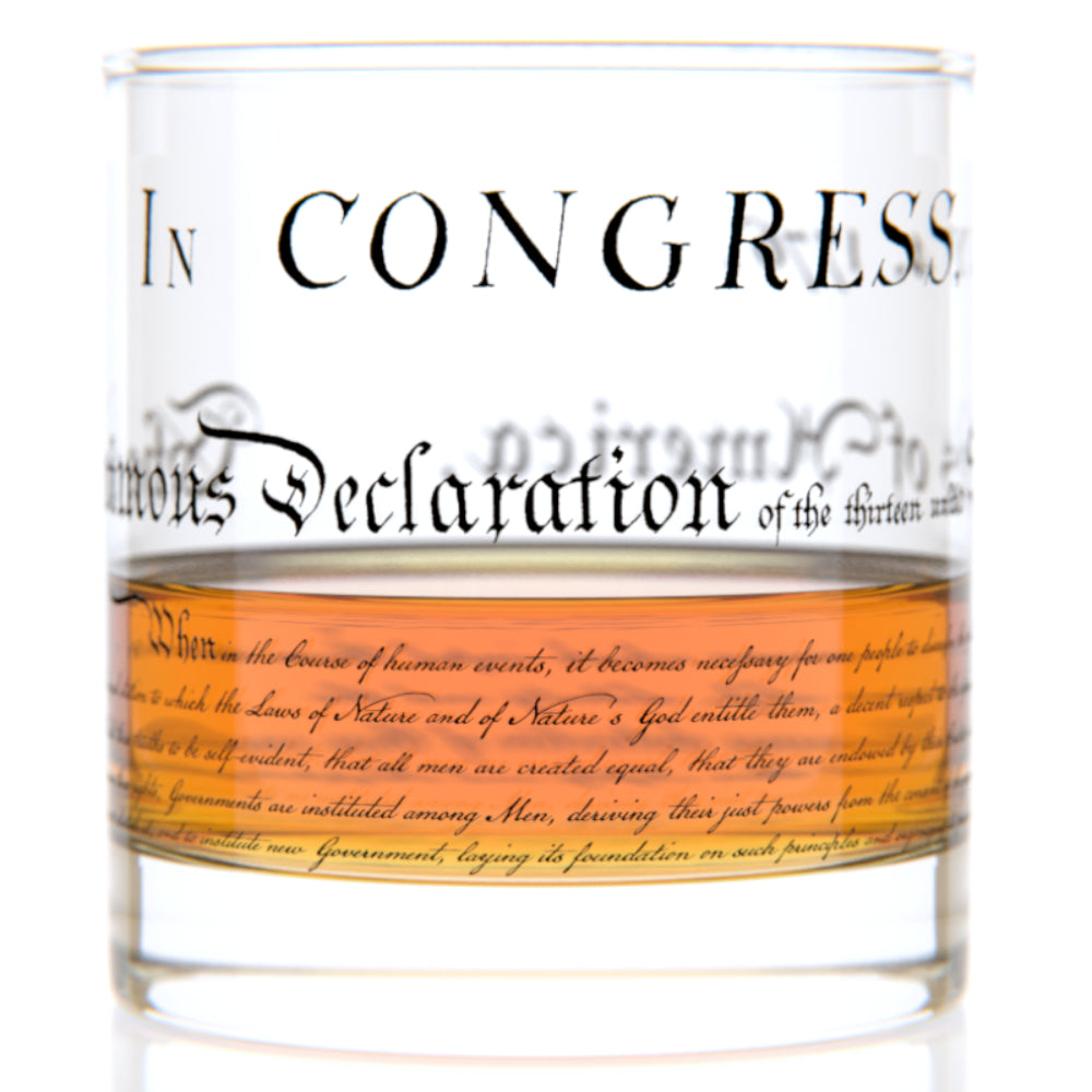 USA-made 11 oz Well - Presented Declaration of Independence Whiskey Rocks Glass
