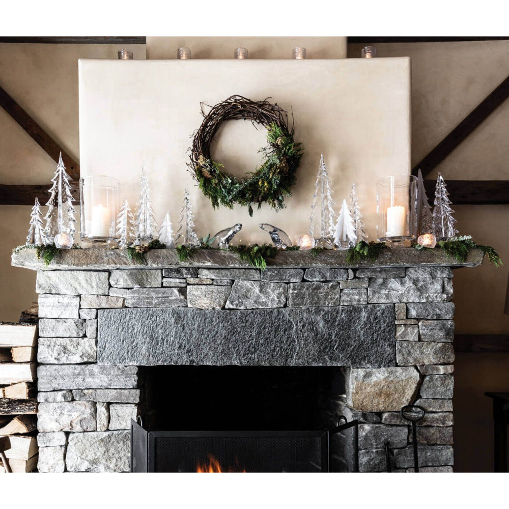 Simon Pearce Handmade Vermont Bubble Evergreen Glass Trees in Various Sizes