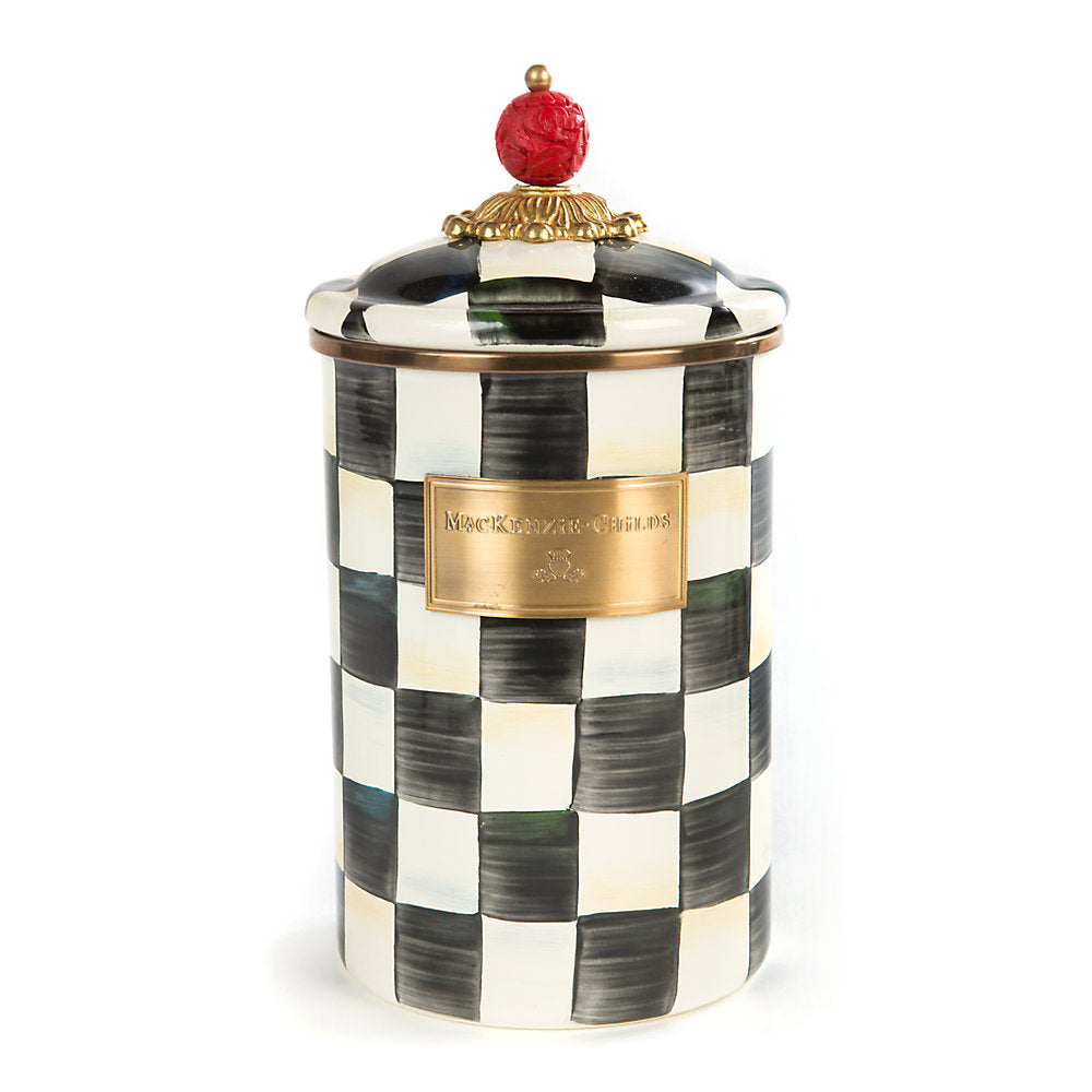 MacKenzie-Childs Enameled Steel Courtly Check Decorative Canister for Multiple Purposes