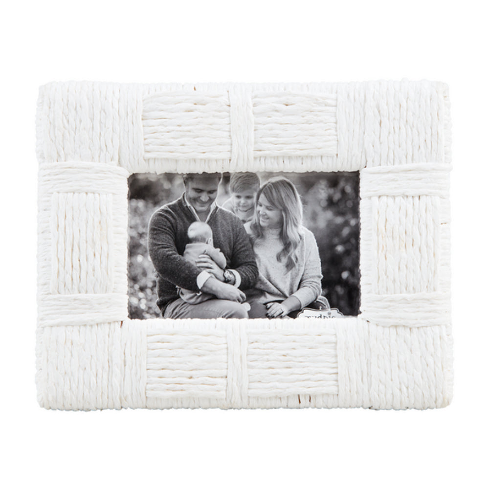 Mud Pie Exquisite White Cotton Woven Rope Picture Frame