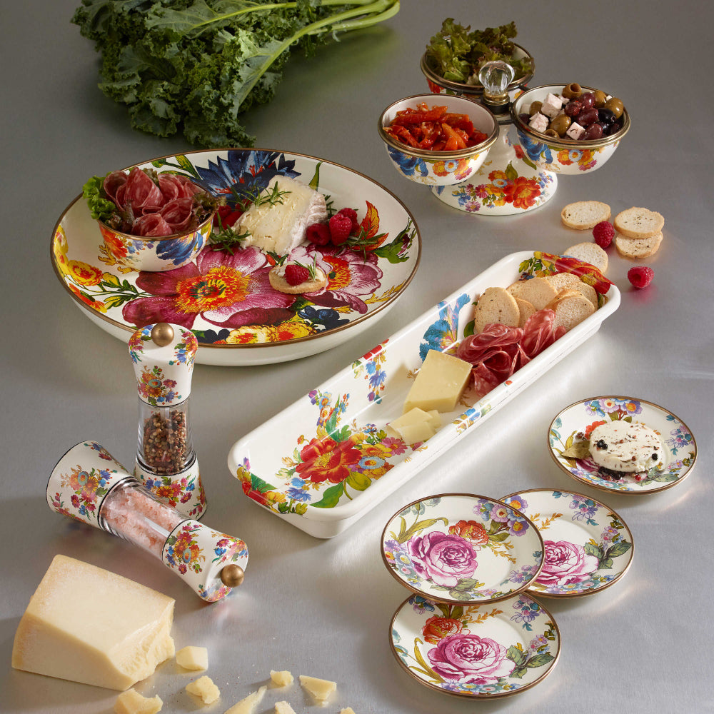 MacKenzie-Childs Hand - glazed Flower Market Enamel Triplicity Set