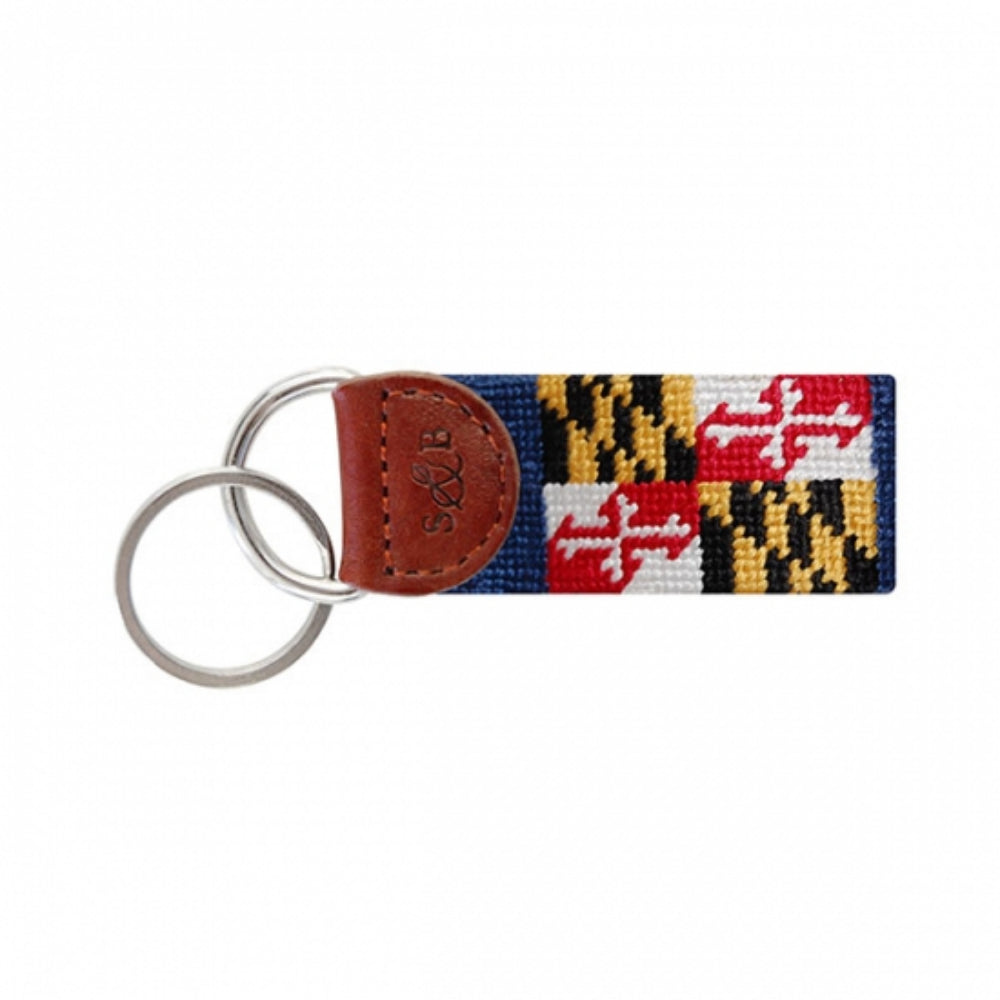 Smathers & Branson Needlepoint Key Fob Featuring Maryland State Flag Design