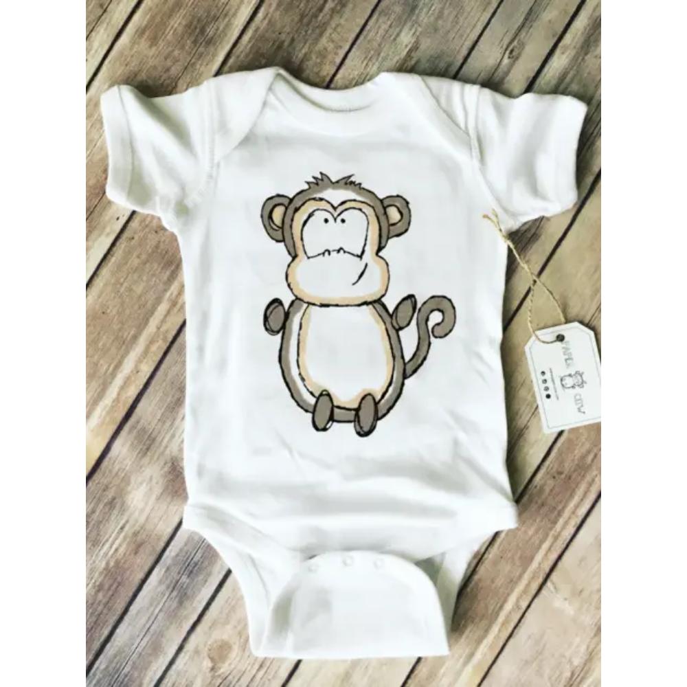 Adorable Marvin Monkey Printed Baby Bodysuit for Infants