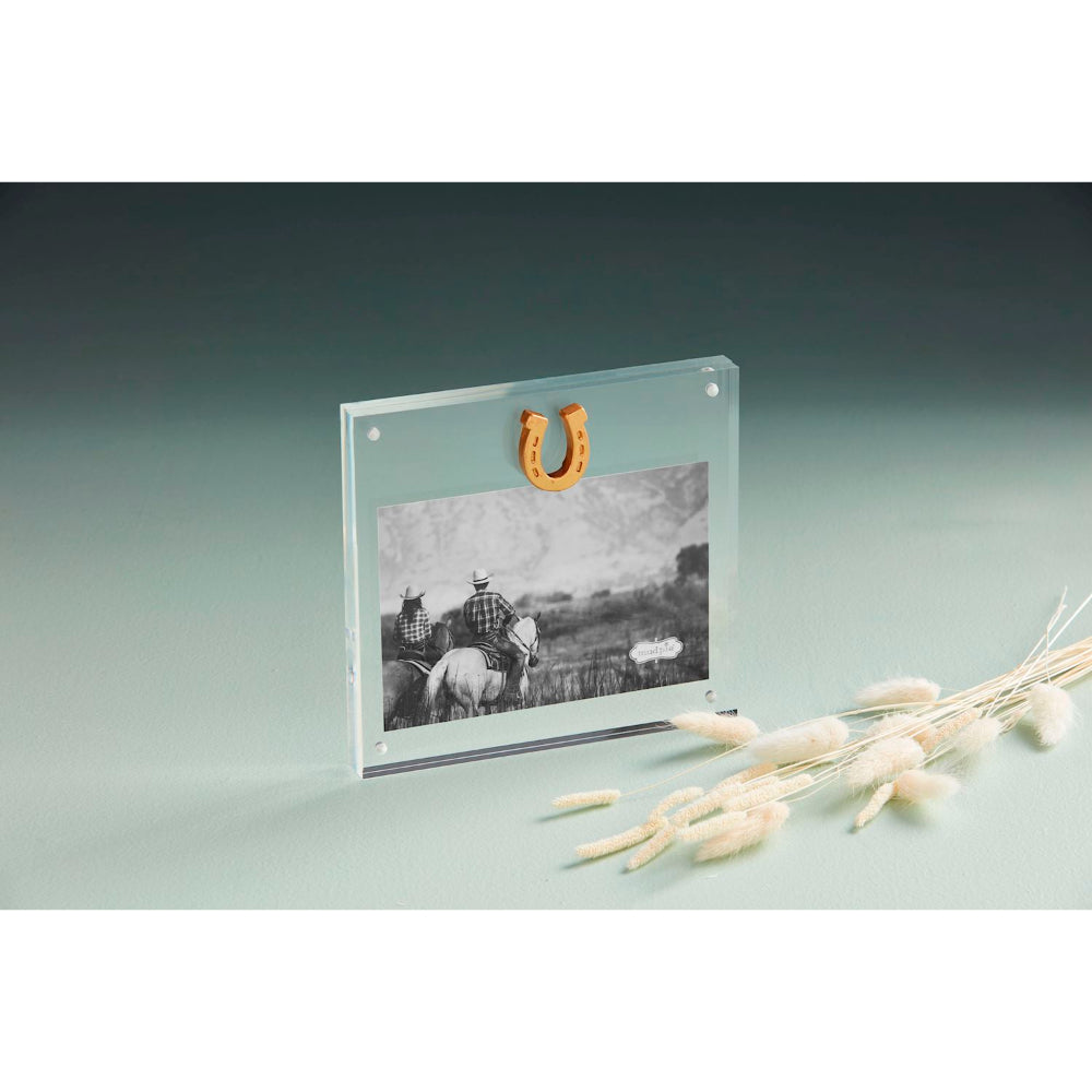 Mud Pie High - Quality Magnetic Horseshoe Acrylic Photo Frame for 4' x 6' Photos