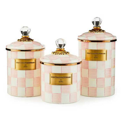 MacKenzie-Childs Hand-Painted Rosy Check Enamel Canister in 3 Sizes
